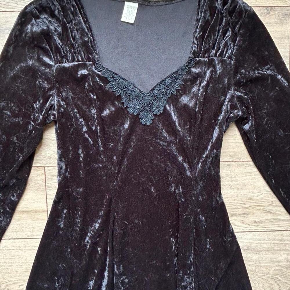 Vintage black velvet mini dress